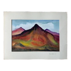 Late 20th Century Abstract Mountain Landscape Watercolor Painting by Frealon Norden Bibbins