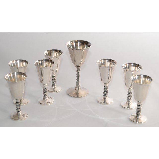 1930s Mid-Century Modern F. B. Rogers Silver Plated Goblets Stemware, Set of 8 For Sale - Image 16 of 18