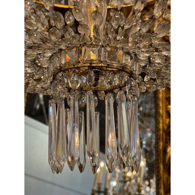 Transparent Antique Italian Beaded Basket Form Chandelier For Sale - Image 8 of 9
