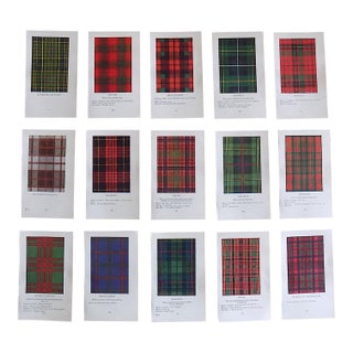Vintage Mid 20th Century Scottish Tartan Lithographs - Set of 15 For Sale