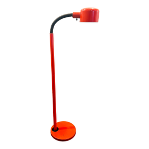 1970s Mid Century Modern and Industrial Gooseneck Red Floor Lamp, Attributed to Alsy