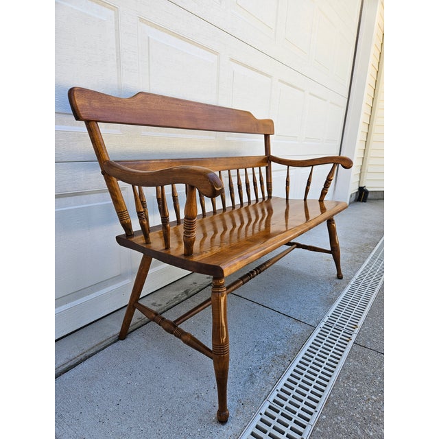 American Ethan Allen Heirloom Maple Bench - Two Seats For Sale - Image 3 of 12
