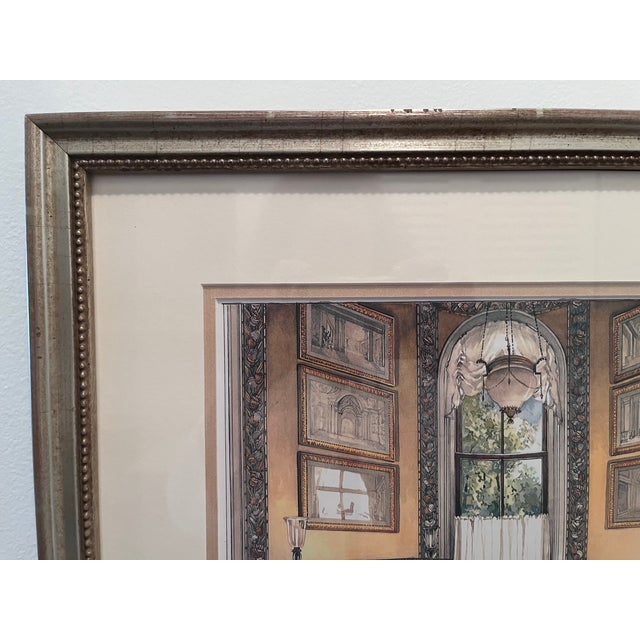 2000 - 2009 James Steinmeyer Custom Framed Interiors Watercolor Print For Sale - Image 5 of 7