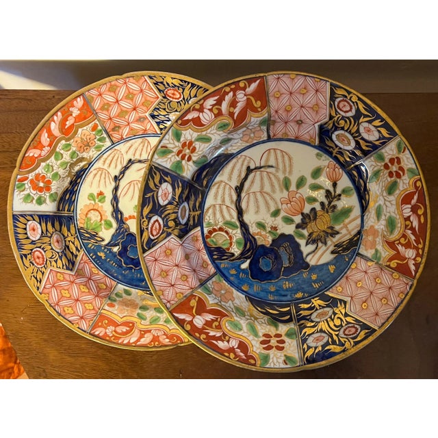 Antique Early 19th Century Coalport Imari Porcelain Dinner Plates in the Rock and Tree Pattern Circa 1805 - a Pair For Sale - Image 11 of 11