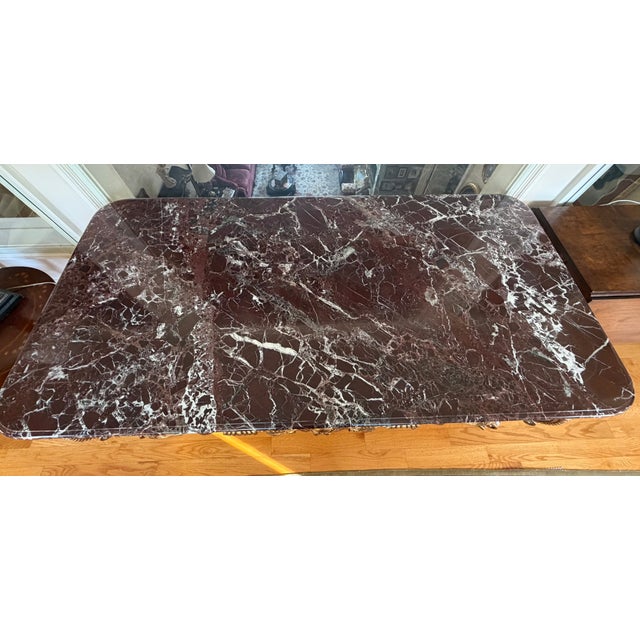 Antique French Rococo Revival Marble Top Table With Gilt Carved Base, Circa 1900 For Sale - Image 4 of 4
