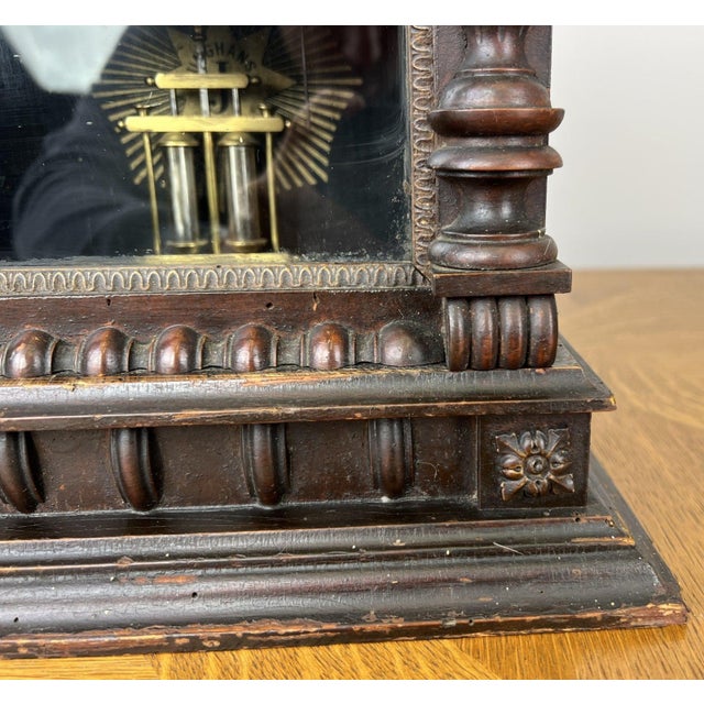 Gold Vintage Junghans Wooden Mantel Clock For Sale - Image 8 of 18
