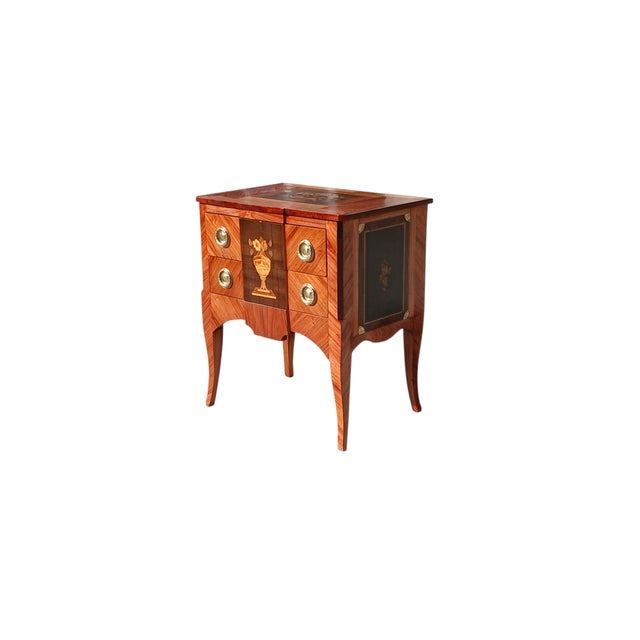 Antique French Marquetry Side Cabinet, 1770, in Flawless conditions. Designed before 1890 This piece has an attribution...
