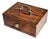 Amazing Antique Painted Faux Wood Metal Lock Strong Box With Key Home Office Decor For Sale