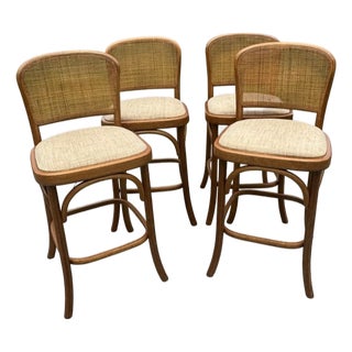 Vintage Italian Bentwood and Cane Bar/Counter Stools For Sale