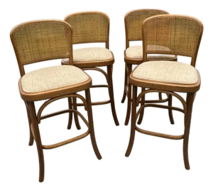 Vintage Italian Bentwood and Cane Bar/Counter Stools