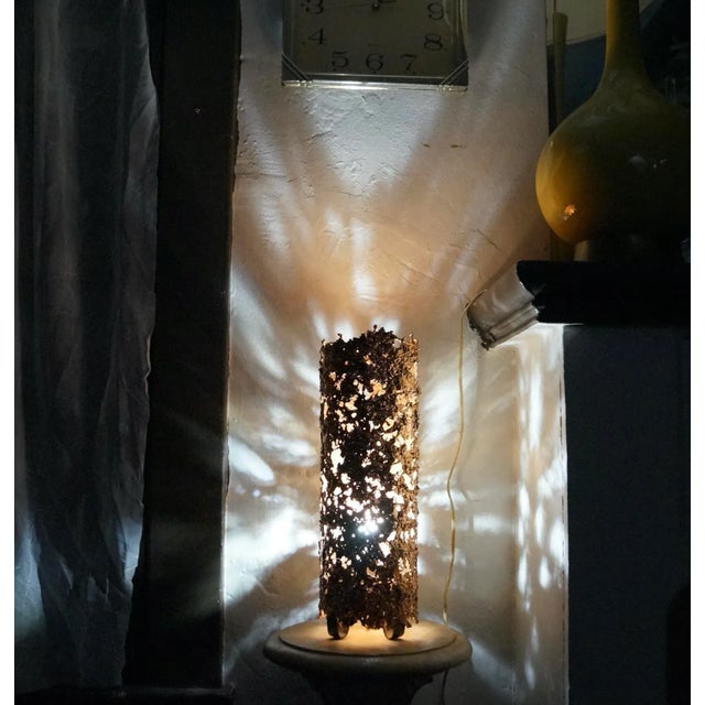 Copper 1960's Brutalist Melted Copper Aimo Tukianen Table Lamp For Sale - Image 8 of 11