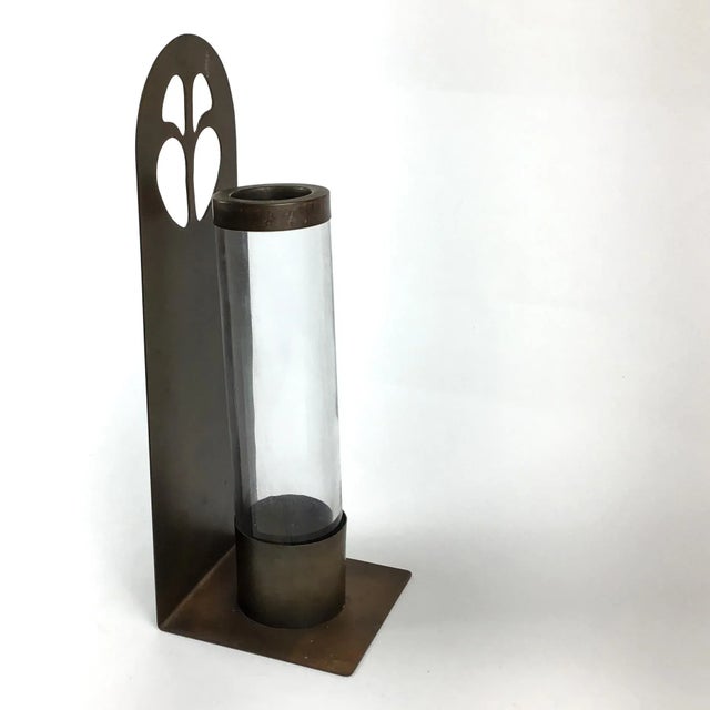 1930s Vintage Brass & Glass Wall Hanging Candle Holder For Sale - Image 5 of 12