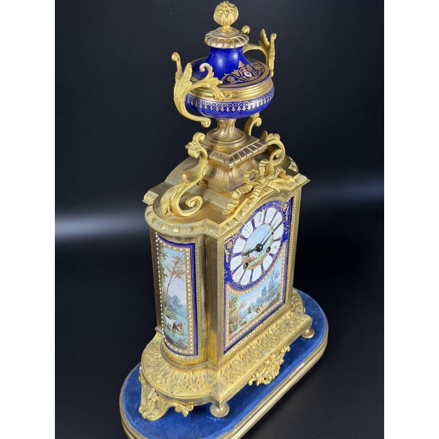 Metal Antique Porcelain and Ormolu Mantel Clock from Richard & Cie, 1890s For Sale - Image 7 of 18