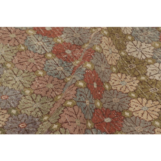 Textile Vintage Distressed Rug, Polychromatic Geometric Floral Motifs - Rug & Kilim For Sale - Image 7 of 8
