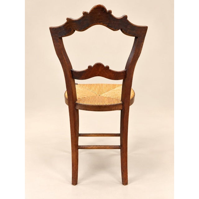 Louis Philippe Chairs with Carved Backs and Rush-Seated Straw Seats, 1890s, Set of 6 For Sale - Image 4 of 8