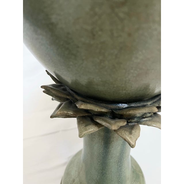 Ceramic Vintage Green Ceramic Urn Jars – Pair For Sale - Image 7 of 10