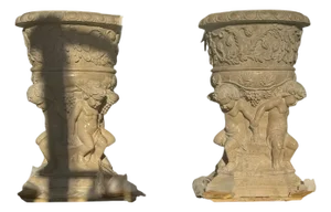 Vintage Italian Hand-Carved Marble Urns with Cherubs, 1980, Set of 2
