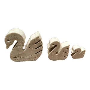 1970s Mannelli F.Lli Travertine Ornament Minimalist Style Swans- Set of 3