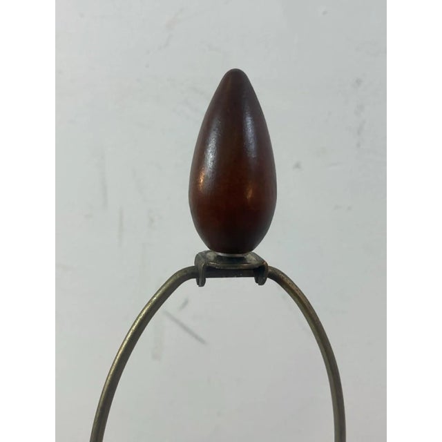 Wood Mid Century Ceramic Lamps With Original Reed & Textile Shades - A Pair For Sale - Image 7 of 8