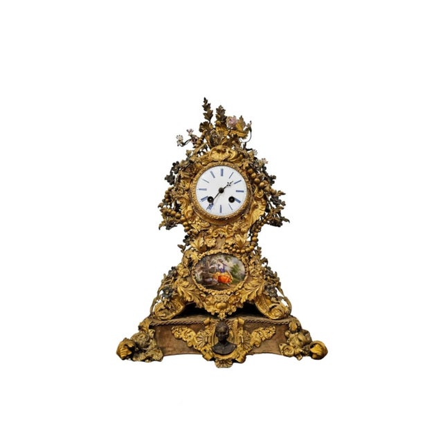 Antique French Louis XV Rocaille Style Mantle Clock For Sale - Image 13 of 13