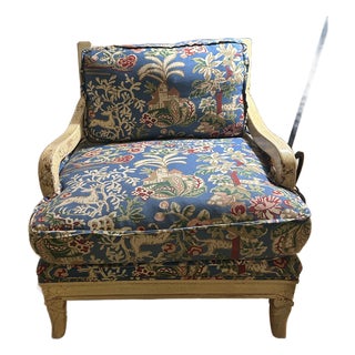 Vintage Style Distressed-Frame Accent Lounge Chair For Sale