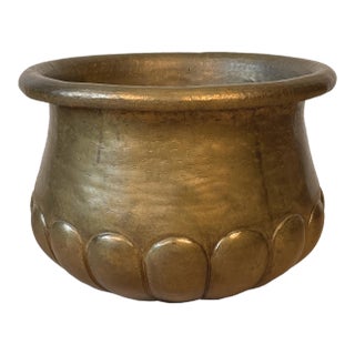 Antique 18" Italian Brass Scalloped Planter For Sale