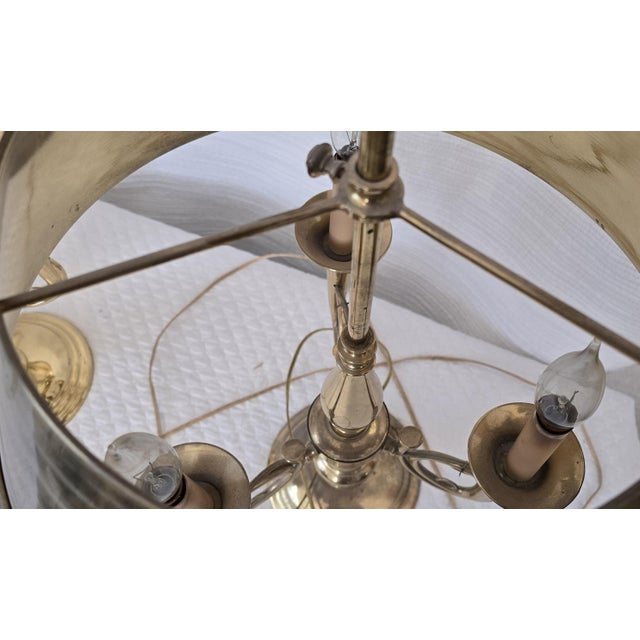 Pair of Vintage Brass Bouillotte Table Lamps With Brass Shades For Sale - Image 4 of 6
