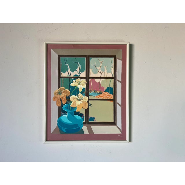 1980's C. Fein " Three Lilies " Modernist Painting, Framed For Sale - Image 10 of 10