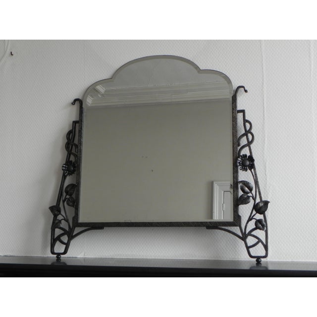 Art Deco Mirror with Faceted Glass in Steel Frame, 1940s For Sale - Image 11 of 18