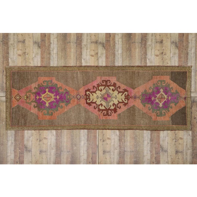 Brown Vintage Turkish Kars Runner Rug - 03'07 X 10'03 For Sale - Image 8 of 9