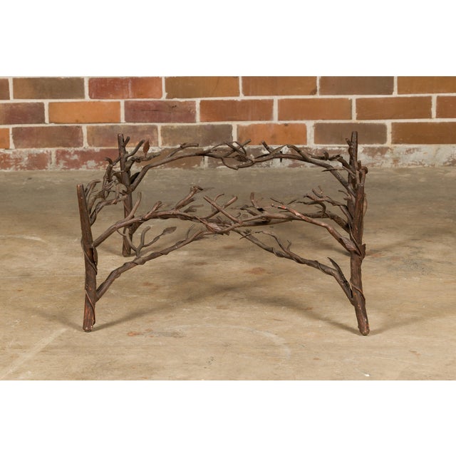 Midcentury French Iron Twig Coffee Table Base with Cross Stretcher For Sale - Image 10 of 12