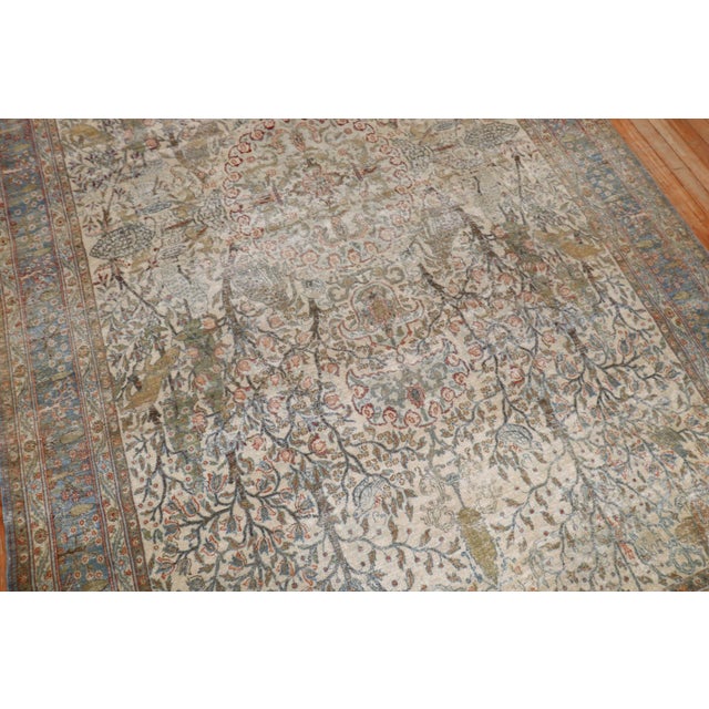 Persian Tabriz Worn Animal Pictorial Rug rug no.j2610 For Sale - Image 9 of 11