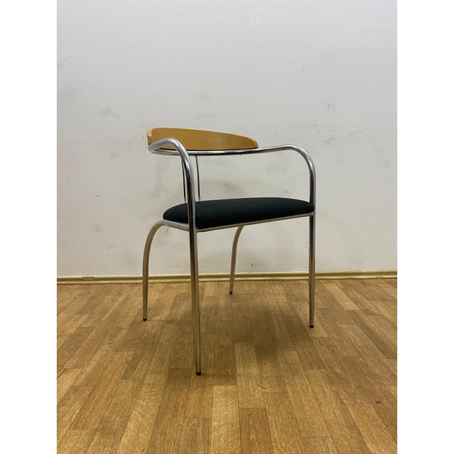 Black Vintage Dining Set with Chrome Tube Frame, 1970s, Set of 5 For Sale - Image 8 of 13