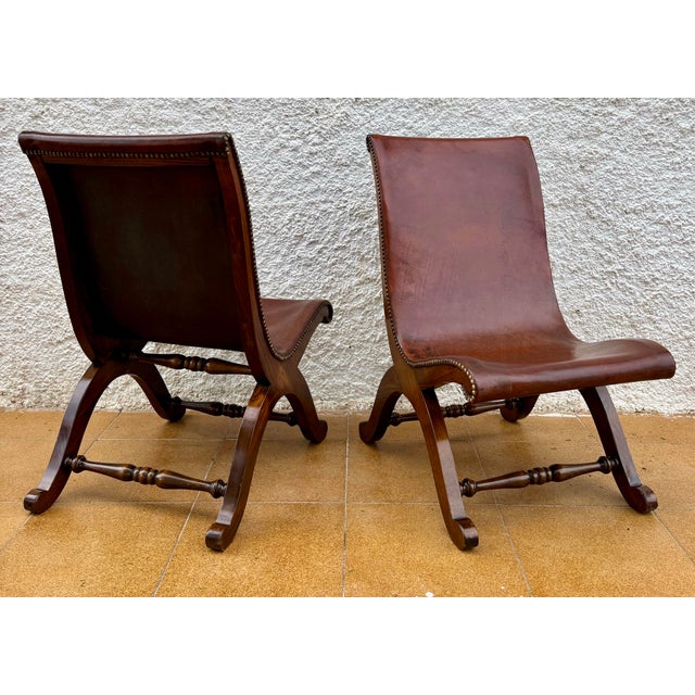 Mid-Century Modern Pair of Valenti Leather Lounge Chairs, Spain, Mid-20th Century For Sale - Image 3 of 15