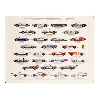 Porsche Racing Cars Poster by Ken Rush, 1980s For Sale