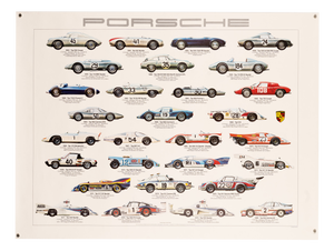 Porsche Racing Cars Poster by Ken Rush, 1980s