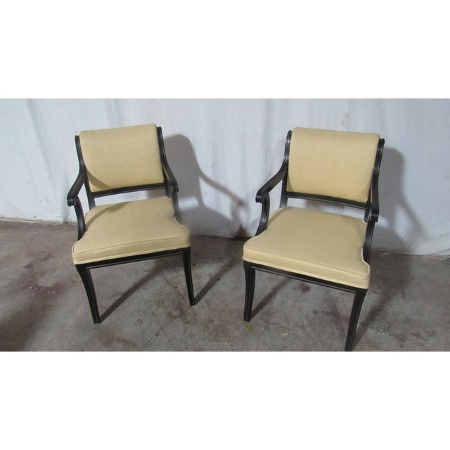 1980s Neoclassical Style Set Dining Room Chairs Ebony Black For Sale - Image 6 of 8