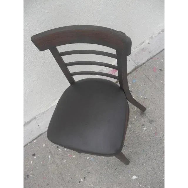 Mid 20th Century Vintage Wooden Desk Chair with Vinyl Seat For Sale - Image 5 of 10