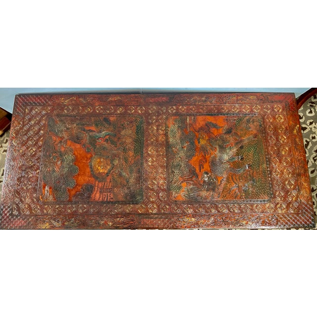 1940s Chinoiserie Coffee Table, Hand Carved Lacquer, French, 1940s For Sale - Image 5 of 18
