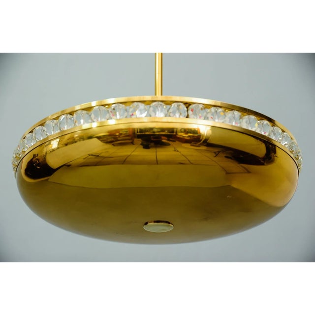 1950s Brass & Crystal Pendant Lamp, 1950s For Sale - Image 5 of 10