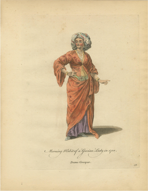 Jefferys, Grecian Lady, Morning Dress, 1749, Print