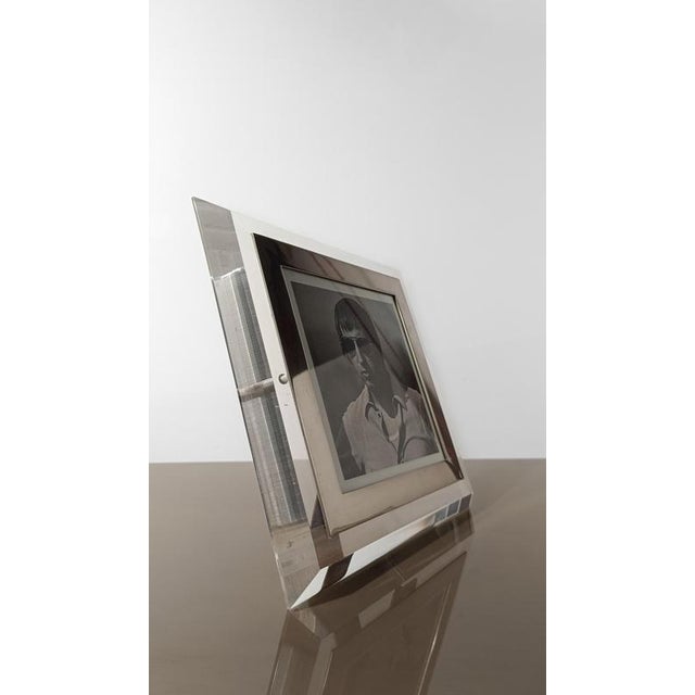 Mid-Century Italian Picture Frame in Acrylic Glass and Chrome, 1970s For Sale - Image 9 of 15