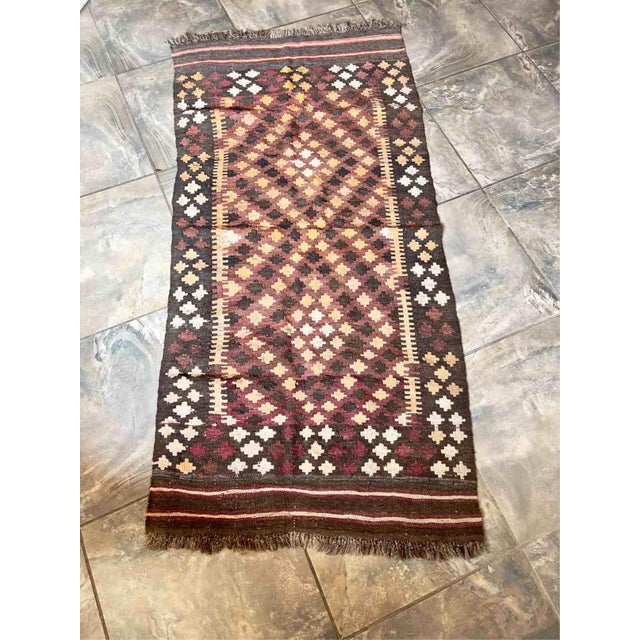 Textile Vintage Kilim Runner Rug with Geometric Diamond Patterns, 1960s For Sale - Image 7 of 9