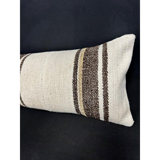 Turkish Hemp Pillow Cushion Natural Beige Brown Cushion Cover 12x46 For Sale - Image 4 of 4