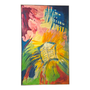 1980s Large Polychrome Expressionistic Painting by Sirena (Aka Antonia Mastrocristino Sirena)