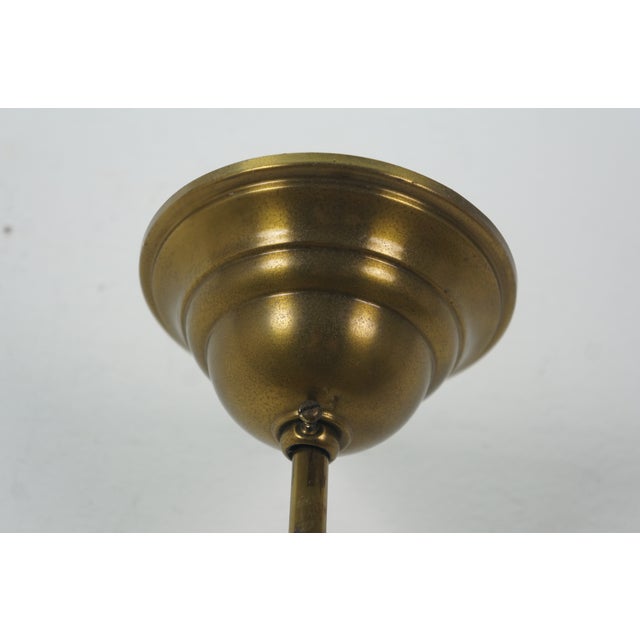 Antique Victorian Brass Milk Glass Stick Pendant Ceiling Light 35" For Sale - Image 9 of 13