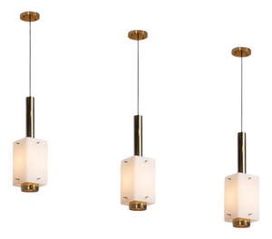 Vintage Italian Pendant Lamp in Brass and Glass from Stilnovo, 1960