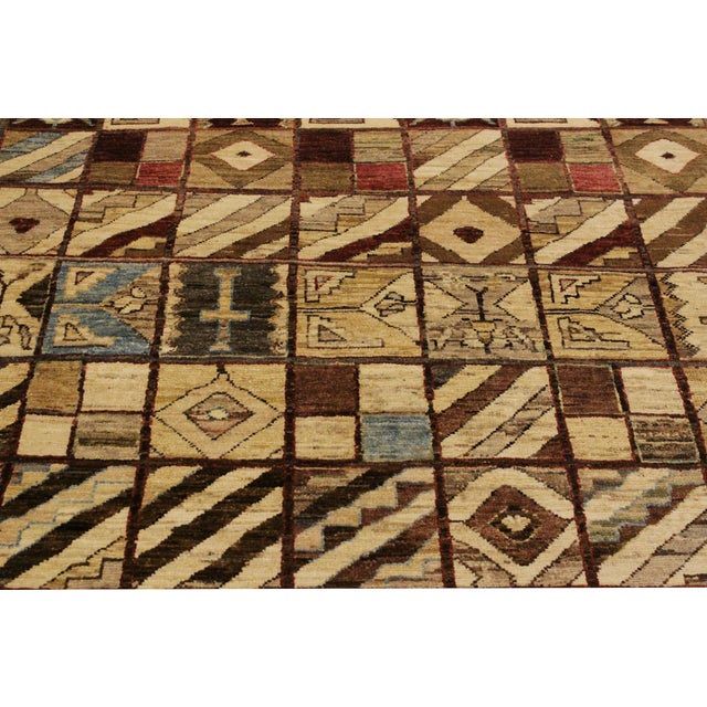 1990s Boho Chic Gabbeh Brown/Green Wool Rug - 3'11'' X 5'7'' For Sale - Image 5 of 10