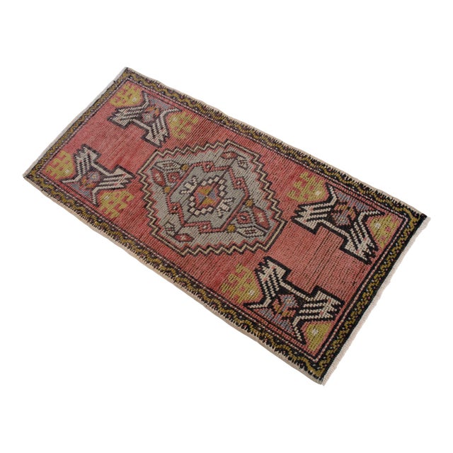 1970s Small Rug, Entryway Rug, Bath Mat, Kitchen Decor, Turkish Rug, Doormat 1'8" X 3'3" For Sale - Image 4 of 14