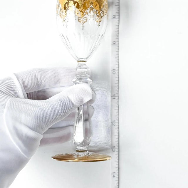 Mid-Century Modern Vintage Baccarat ‘Prestige’ Gold Encrusted Crystal Glasses - Set of 2 For Sale - Image 3 of 4